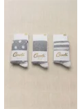 Cocole Socks Erkek Bebek Külotlu Çorabı 3lü Set Pamuklu Gri 0-24 Ay