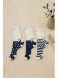 Cocole Socks Erkek Bebek Külotlu Çorabı 3lü Set Pamuklu Lacivert 0-24 Ay