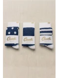 Cocole Socks Erkek Bebek Külotlu Çorabı 3lü Set Pamuklu Lacivert 0-24 Ay
