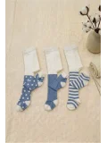 Cocole Socks Erkek Bebek Külotlu Çorabı 3lü Set Pamuklu Mavi 0-24 Ay
