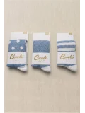 Cocole Socks Erkek Bebek Külotlu Çorabı 3lü Set Pamuklu Mavi 0-24 Ay