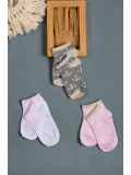 Cocole Socks Kız Bebek Patik Çorabı 3’lü Set – Pamuklu Minik Çapa Desenli