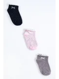 Cocole Socks Kız Bebek Patik Çorabı 3’lü Set – Pamuklu Minik Fiyonk Desenli