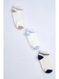 Cocole Socks Erkek Bebek Patik Çorabı 3’lü Set – Pamuklu Zincirli Örüntü Desenli