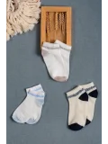 Cocole Socks Erkek Bebek Patik Çorabı 3’lü Set – Pamuklu Zincirli Örüntü Desenli