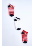 Cocole Socks Erkek Bebek Patik Çorabı 3’lü Set – Pamuklu Çizgili & Sade Desenli