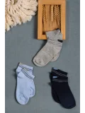 Cocole Socks Erkek Bebek Patik Çorabı 3’lü Set – Pamuklu Bilek Detaylı Sade Desenli