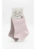 Cocole Socks Kız Bebek Patik Çorabı 2li Set Pamuklu Pudra Pembe & Mürdüm Rengi Baklava Desenli
