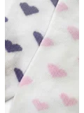 Cocole Socks Kız Bebek Patik Çorabı 2’li Set Pamuklu Beyaz Zemin Üzeri Pudra Pembe & Mor Kalp Desenli