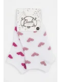Cocole Socks Kız Bebek Patik Çorabı 2’li Set Pamuklu Beyaz Zemin Üzeri Fuşya & Gül Kurusu Kalp Desenli