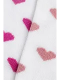 Cocole Socks Kız Bebek Patik Çorabı 2’li Set Pamuklu Beyaz Zemin Üzeri Fuşya & Gül Kurusu Kalp Desenli