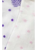 Cocole Socks Kız Bebek Patik Çorabı 2’li Set Pamuklu Beyaz Zemin Üzeri Lila & Pudra Pembe Puantiye Yaprak Desenli