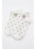 Cocole Socks Kız Bebek Patik Çorabı 2’li Set Pamuklu Yeşil & Lila Puantiye Desenli