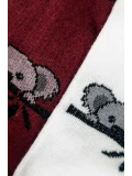 Cocole Socks Çocuk Patik Çorabı 2’li Set Pamuklu Beyaz & Bordo Koala Desenli