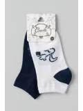 Cocole Socks Erkek Çocuk Patik Çorabı 2’li Set Beyaz & Lacivert Sincap Desenli
