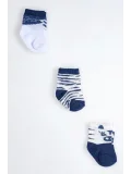 Cocole Socks Erkek Çocuk Soket Çorabı 3’lü Set – Pamuklu Soyut Figür Desenli