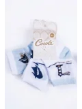 Cocole Socks Erkek Çocuk Soket Çorabı 3’lü Set – Pamuklu Marin & Deniz Desenli