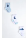 Cocole Socks Erkek Çocuk Soket Çorabı 3’lü Set – Pamuklu Kaplumbağa & Nautical Konsept Desenli