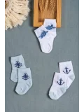 Cocole Socks Erkek Çocuk Soket Çorabı 3’lü Set – Pamuklu Kaplumbağa & Nautical Konsept Desenli