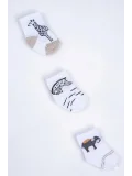 Cocole Socks Erkek Çocuk Soket Çorabı 3’lü Set – Pamuklu Safari & Hayvan Figürü Desenli