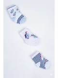 Cocole Socks Erkek Çocuk Soket Çorabı 3’lü Set – Pamuklu Marin & Nautical Desenli