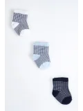Cocole Socks Erkek Çocuk Soket Çorabı 3’lü Set – Pamuklu Klasik Seri & Kazayağı Desenli