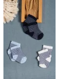 Cocole Socks Erkek Çocuk Soket Çorabı 3’lü Set – Pamuklu Klasik Seri & Kazayağı Desenli