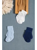Cocole Socks Erkek Çocuk Soket Çorabı 3’lü Set – Pamuklu Klasik Seri & Saç Örgü Desenli
