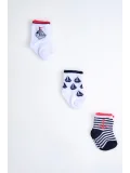 Cocole Socks Erkek Çocuk Soket Çorabı 3’lü Set – Pamuklu Yelkenli & Çapa Desenli