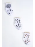 Cocole Socks Kız Çocuk Soket Çorabı 3’lü Set – Pamuklu Fırfırlı Bilekli & Leopar Desenli