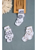 Cocole Socks Kız Çocuk Soket Çorabı 3’lü Set – Pamuklu Fırfırlı Bilekli & Leopar Desenli