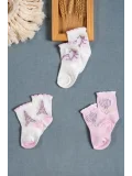 Cocole Socks Kız Çocuk Soket Çorabı 3’lü Set – Pamuklu Paris Temalı & Bisiklet Desenli
