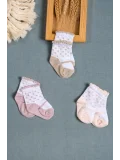 Cocole Socks Kız Çocuk Soket Çorabı 3’lü Set – Pamuklu Fırfırlı Bilekli & Puantiye Desenli