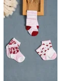 Cocole Socks Kız Çocuk Soket Çorabı 3’lü Set – Pamuklu Çizgili & Kalpli Desenli
