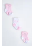 Cocole Socks Kız Çocuk Soket Çorabı 3’lü Set – Pamuklu Özel Logolu Seri & Kabartma Desenli