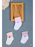 Cocole Socks Kız Bebek Soket Çorabı 3’lü Set – Pamuklu Fırfırlı Bilekli & Çiçek Desenli