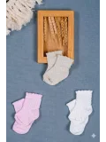Cocole Socks Kız Bebek Soket Çorabı 3’lü Set – Pamuklu Klasik Seri & Saç Örgü Desenli
