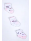 Cocole Socks Kız Bebek Soket Çorabı 3’lü Set – Pamuklu Fırfırlı Bilekli & Kelebek Desenli