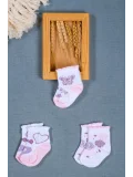 Cocole Socks Kız Bebek Soket Çorabı 3’lü Set – Pamuklu Fırfırlı Bilekli & Kelebek Desenli