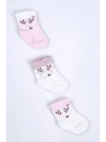 Cocole Socks Kız Bebek Soket Çorabı 3’lü Set – Pamuklu Fırfırlı Bilekli & Geyik Desenli