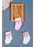 Cocole Socks Kız Bebek Soket Çorabı 3’lü Set – Pamuklu Fırfırlı Bilekli & Geyik Desenli