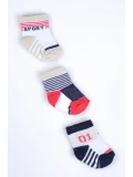 Cocole Socks Erkek Bebek Soket Çorabı 3’lü Set – Pamuklu Sportif Kolej Temalı & Çizgi Desenli