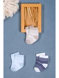 Cocole Socks Erkek Bebek Soket Çorabı 3’lü Set – Pamuklu Klasik Seri & Çizgi Desenli