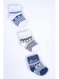 Cocole Socks Erkek Bebek Soket Çorabı 3’lü Set – Pamuklu Özel Logolu & Çizgi Desenli