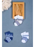 Cocole Socks Erkek Bebek Soket Çorabı 3’lü Set – Pamuklu Özel Logolu & Çizgi Desenli
