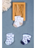 Cocole Socks Erkek Bebek Soket Çorabı 3’lü Set – Pamuklu Otantik Desenli