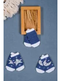 Cocole Socks Erkek Bebek Soket Çorabı 3’lü Set – Pamuklu Lacivert Ay & Yıldız Desenli