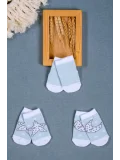 Cocole Socks Erkek Bebek Soket Çorabı 3’lü Set – Pamuklu Açık Mavi Ay & Yıldız Desenli