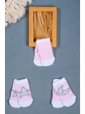 Cocole Socks Kız Bebek Soket Çorabı 3’lü Set – Pamuklu Pembe Ay & Yıldız Desenli