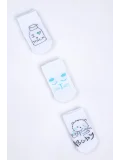 Cocole Socks Erkek Bebek Soket Çorabı 3’lü Set – Pamuklu Beyaz Sevimli Figür Desenli